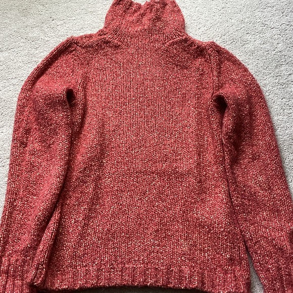 LOFT Marled Red/Orange Turtleneck Sweater - Picture 1 of 3